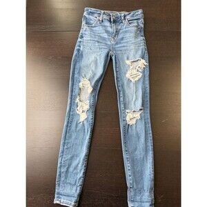 American Eagle Outfitters Light Blue Ripped Hi-Rise Jeggings